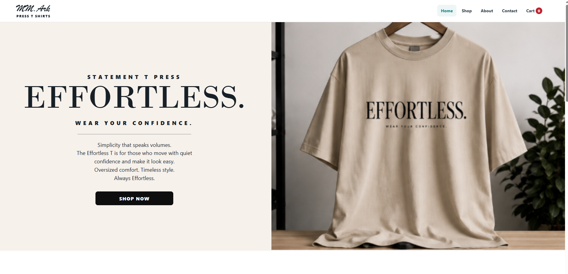 E-commerce website homepage screenshot